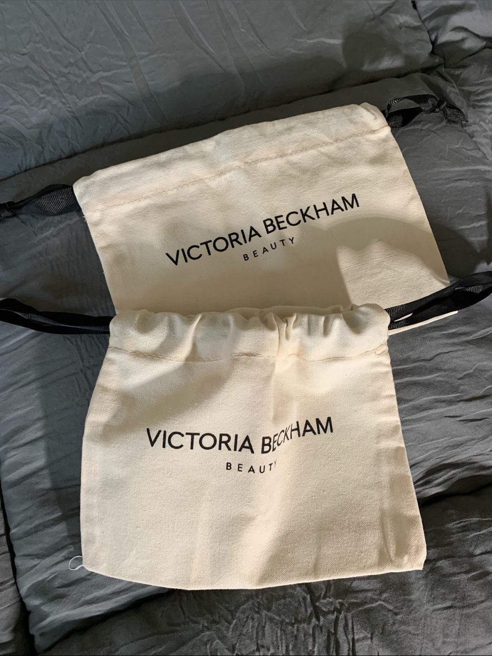 Victoria Beckham Cream and Black Logo Drawstring Pouch Bundle - #2